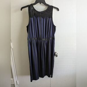 Loft Blue & Black Striped Dress Size 12